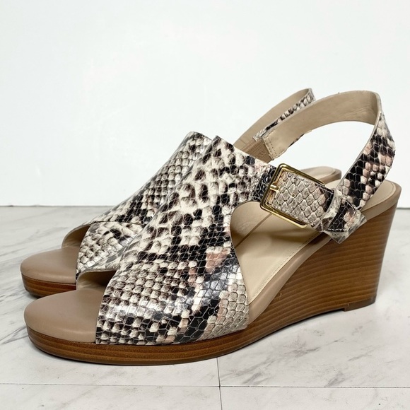 Cole Haan Philomina Snake Skin Wedge Sandal 6 1/2 B - Picture 1 of 14